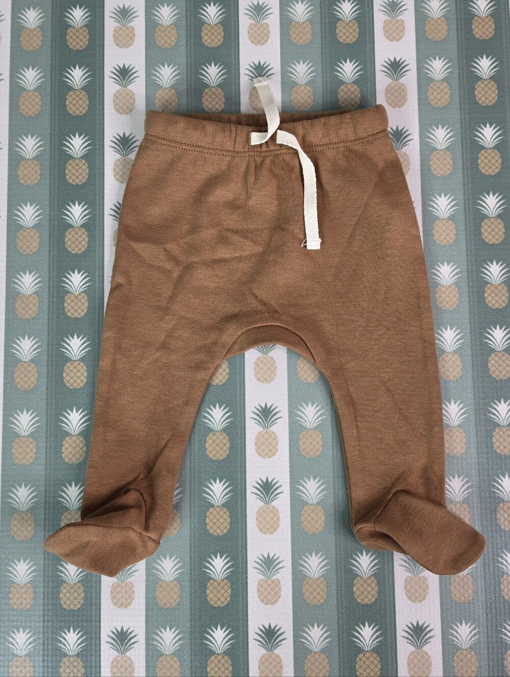 Quincy Mae Brown Baby Footed Pants with Drawstring